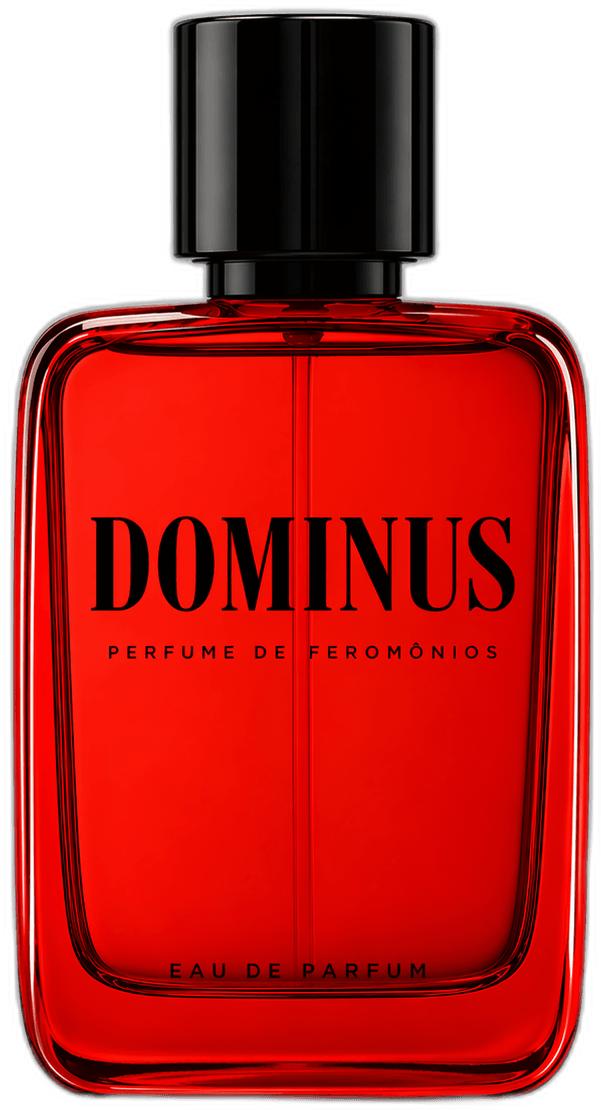Um frasco vermelho do perfume Dominus Men